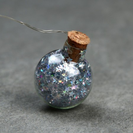Garland “thread” 1.6 m with nozzles “balls with silver confetti”, IP20, silver thread, 15 LED, white glow, AAX2-5