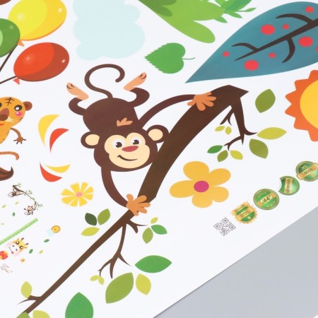 Stick plastic Interior color Rostomer "Giraffe and Monkey" 60x90 cm-2