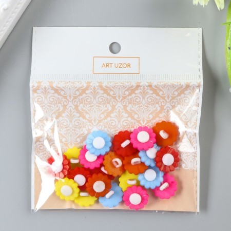 A set of buttons of decorative plastic "Flower flowers" (set 22 pcs) 1.5x1.5 cm-2