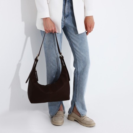 Baget bag with zipper, brown color-6