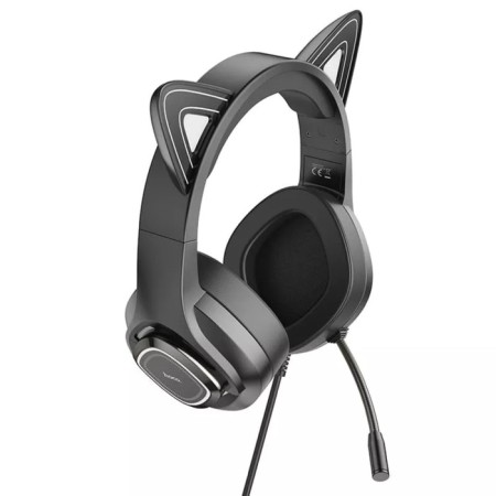 Hoco W107 cat headphones, game, full -size, luminous, microphone, 2 m, pink-4