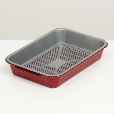 Medium toilet with a mesh of 36 x 26 x 6.5 cm, gray/burgundy
