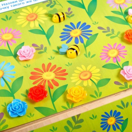 Developing Velcro set of “studying colors”, bees, flowers, according to the Montessori method-3