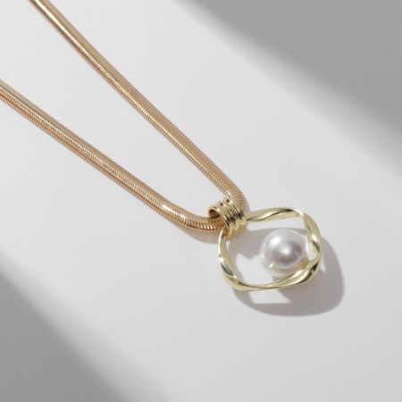 Piece with pearls "Style" bead in oval, white color in gold, 40 cm-2