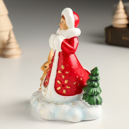 Souvenir Polystone "Snow Maiden with a bunny in the forest" 9.8x8x12.2 cm-3