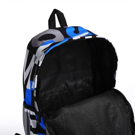 School backpack from textiles on lightning, 3 pockets, blue color-5