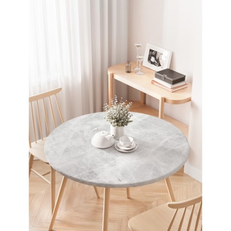 The tablecloth on the table “Gray marble surface”, round, oxford, elastic band, size 120x120 cm, diameter 75-100 cm-2