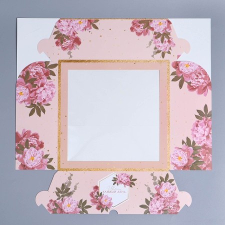 Capcake box, confectionery packaging with a window, 9 cells "Flowers", 25 x 25 x 10 cm-3