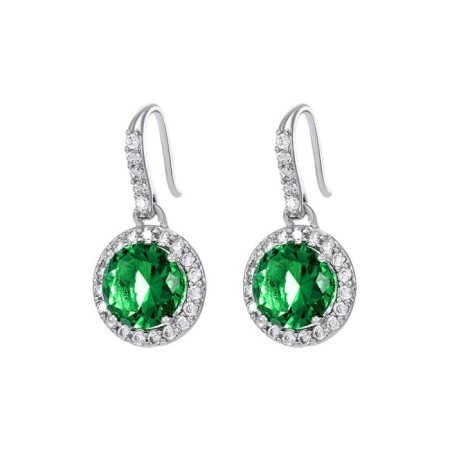 Earrings with rhinestones Xuping Circle, white-green color in silver