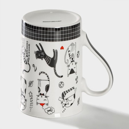 Porcelain share mug "Foast weekdays", 300 ml, white color-2