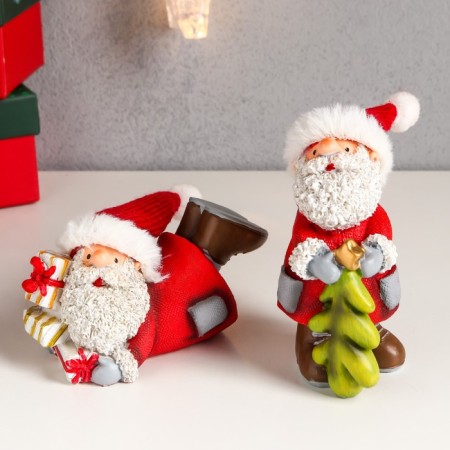 Polystone souvenir "Grandfather Moroz in a red outfit with a curly beard" MIX 10.5x6.5x5.2 cm