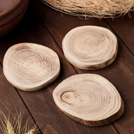 Oak slice 10x11x1, set 3 pcs.