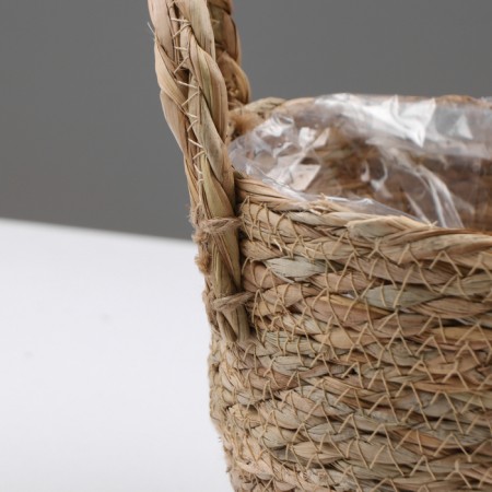 Kashpo wicker "Kenya" round with handles, 15.5x15.5x13.5 cm, natural-2