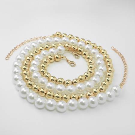 Beads with pearls "Olympia" environment, color gold, 45cm-1