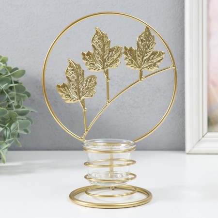 Summary metal per 1 candle "Maple leaves in the circle" d = 4.5 cm gold 16x9.5x21 cm-1