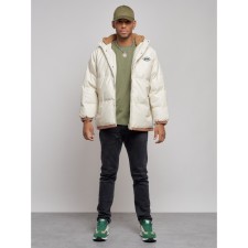 Eco -leather jacket men's, size 52, beige color