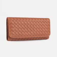 Women's wallet on the button, brown color