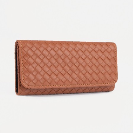 Women's wallet on the button, brown color