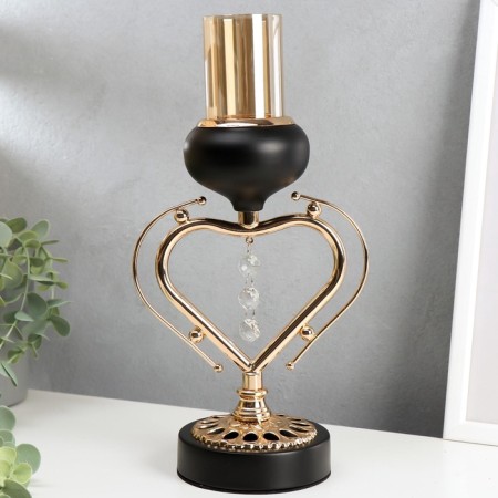 Summary Metal for 1 candle "Heart" black with gold 23x14.5x9.8 cm-1