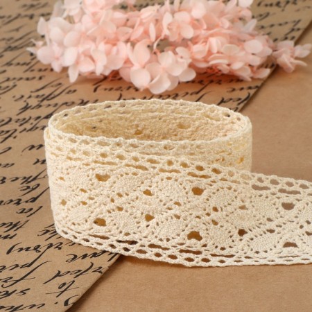 Knitted lace, 40 mm × 10 ± 1 m, beige color-2