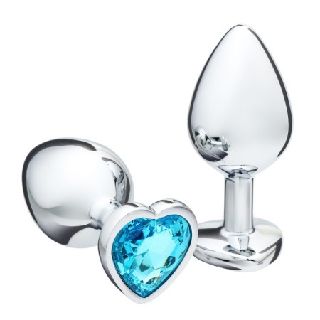 Anal traffic jam-hoods, silver, blue crystal, d = 34 mm-1