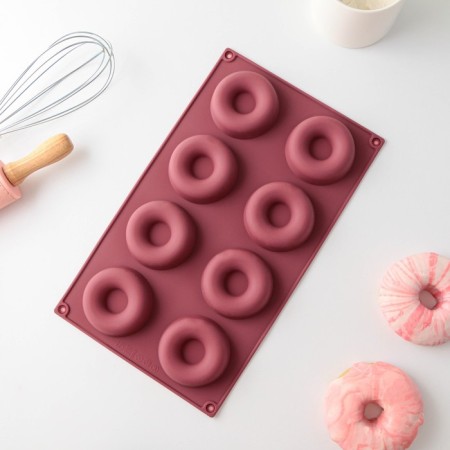 The form for baking the share "Sweets. Donuts ", 29 × 17 cm, 8 cells (d = 6 cm), color mix-1