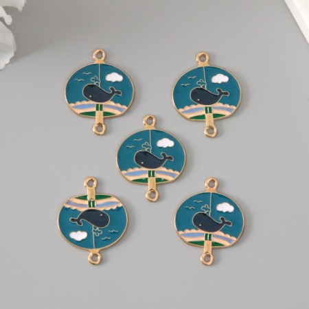 Decor for creativity metal, enamel "Kit against the background of the sky" 2.7x2.1 cm-2