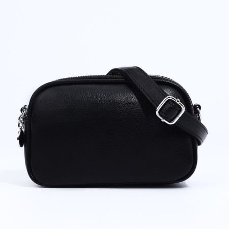Cross-Bodi bag on zippers, external pocket, black color