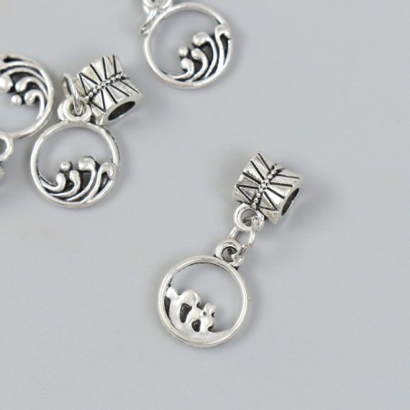 Bale with a suspension metal for creativity "waves" silver 2.4x1.2 cm-1