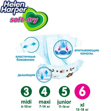 Children's diapers Helen Harper Soft & Dry XL (15-30 kg), 40 pcs.-4