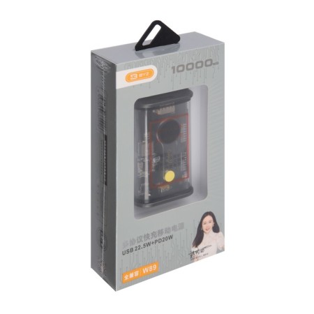 External BYZ W89, 10000 mAh, 1 Type-C, 1 USB, 22.5 W, 3 A, display, PD, black-10