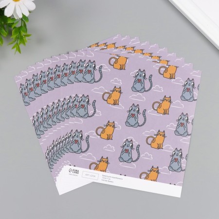 Scrapbooking paper "cats" density 180 grams set 10 pcs 15.5x17 cm-1