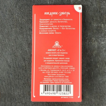 Protective amulet No. 9 “Indrik-Zver”, 28x28mm, metallic-4
