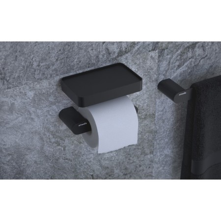 Toilet paper holder with black artwelle shelf-4