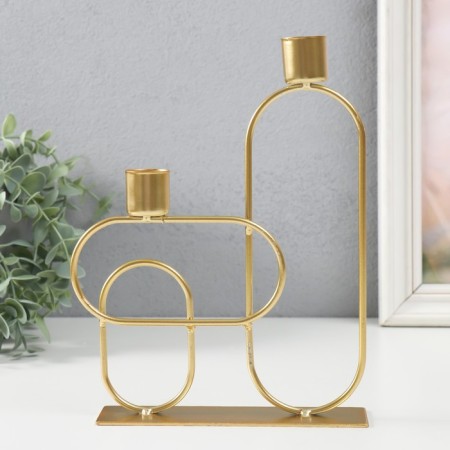 Summary Metal for 2 candles "Geometry. Smooth lines" Gold D = 2.3 cm 4x17x23 cm-4