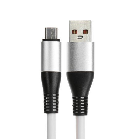 MicroUSB cable - USB, 2.4 A, TPE braid, thickened, 1 meter, white-1