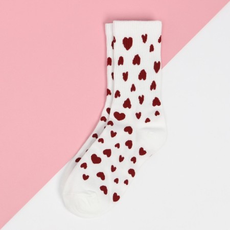 Women's socks kaftan "hearts" size 36-39 (23-25 ​​cm), white-1