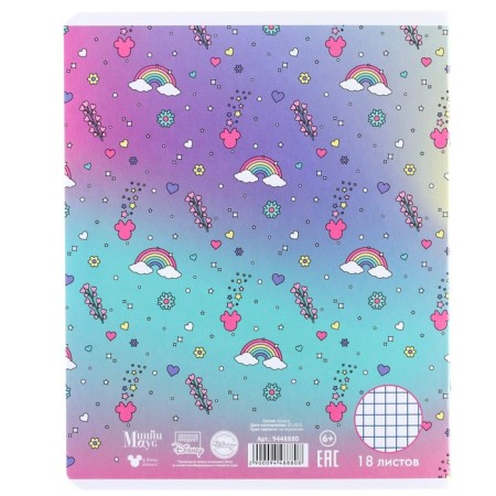 Notebook in a cage 18 sheets, 5 types of mix, cover coated cardboard, Minnie Mouse and unicorn-6