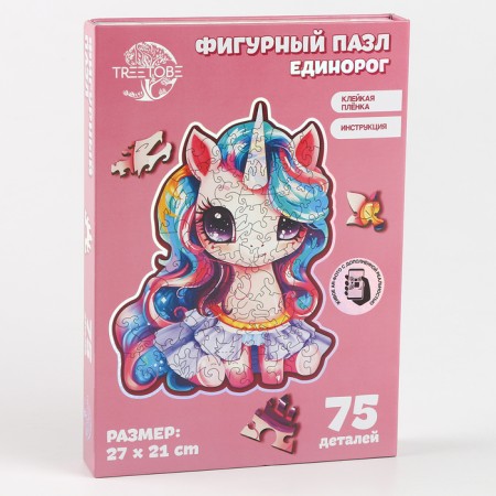Puzzles wooden figured children's “Fabulous unicorn”, 75 elements-4