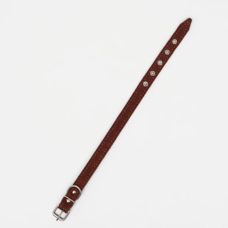 Collar of two-layer leather, 46 x 2 cm, ok 25-35 cm, brown-2