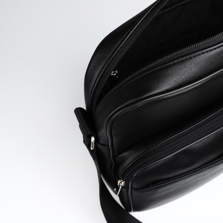 Male bag over the shoulder, Textura, artificial leather, black color-4