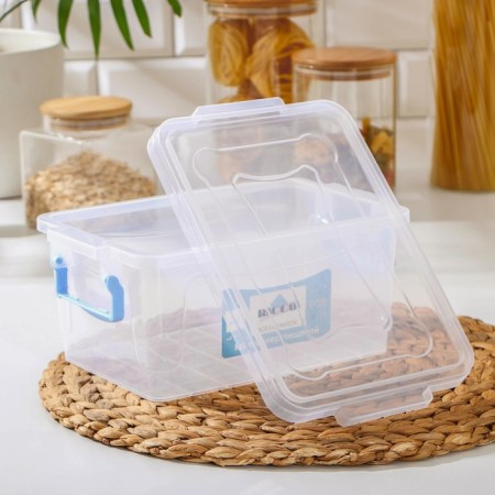 Food container Ricco, 3 l, 28 × 16 × 12 cm, rectangular, the color is transparent, blue-2