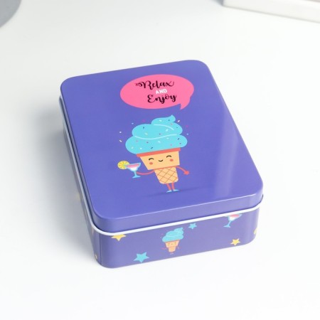Casket Metal Rectangular "Ice Cream Adventures" mix 12x9x4 cm-1