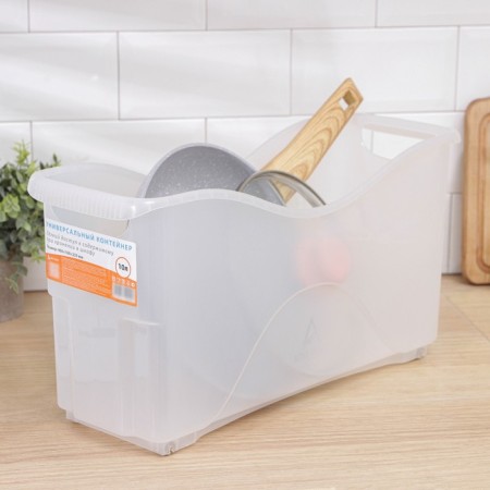 Container for storage household on wheels, 10 l, 46 × 16 × 23.5 cm, transparent-1