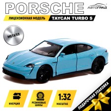 Metal machine Porsche Taycan Turbo S, 1:32, doors, inertia, blue color open