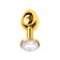 Anal plug Metal by Toyfa, golden, with a white crystal, 7.5 cm, d = 3 cm