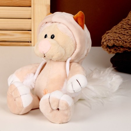 Soft toy "cat" in a suit, 25 cm, peach color-2