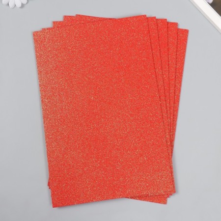 Foamiran "red orange shine" 2 mm format A4 set 5 sheets-1