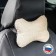 Car bone pillow, on the headrest, flax, beige, 16 x 24 cm