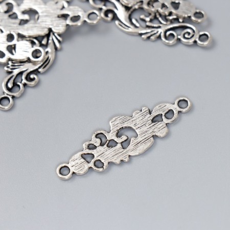 Connector Metal for creativity 2 ears "branch" silver (A17768) 3.5x1.1 cm-1